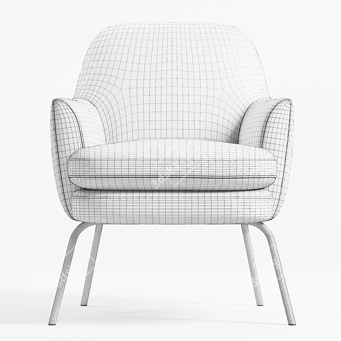Modern Velvet Arm Chair 3D model image 6