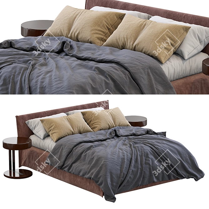 Sleek Fox Bed: Meridiani's Finest 3D model image 1