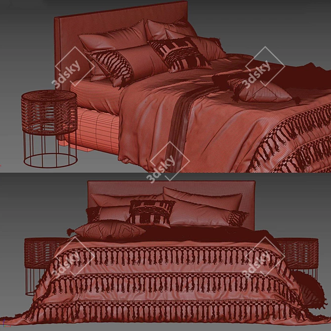 Flber Duvet Bed - High-Quality Unwrapped Model with V-Ray 3D model image 6