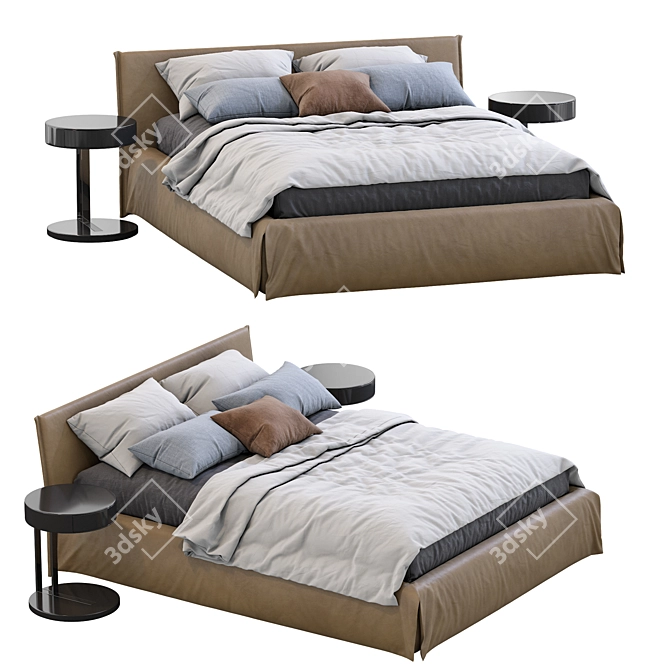 Meridiani Leather Bed: Fox Design 3D model image 6