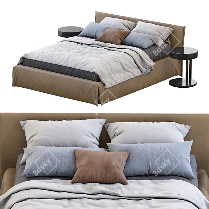 Meridiani Leather Bed: Fox Design 3D model image 7