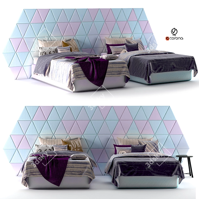 Sleek Bed Light Set 3D model image 1