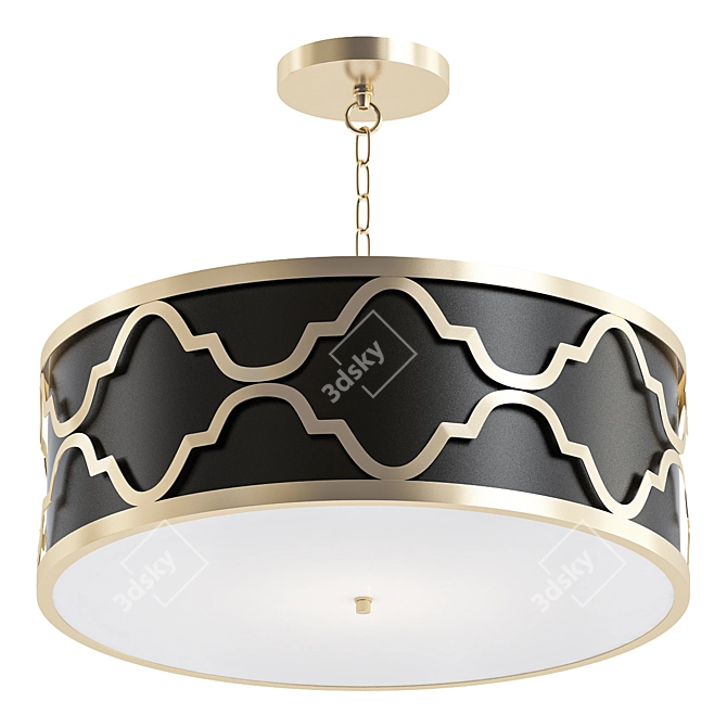 Elegant Black & Gold Hanging Light 3D model image 1
