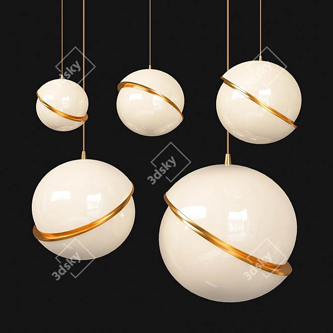 Crescent Brass Pendant Light 3D model image 1