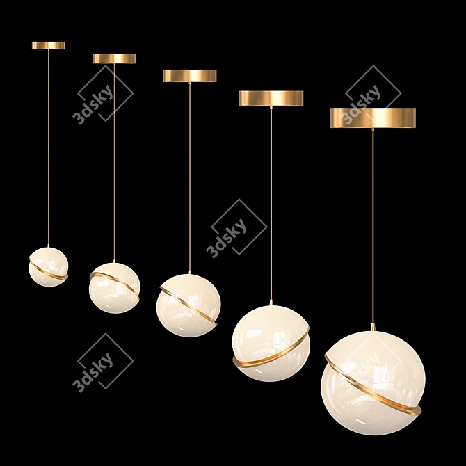 Crescent Brass Pendant Light 3D model image 2