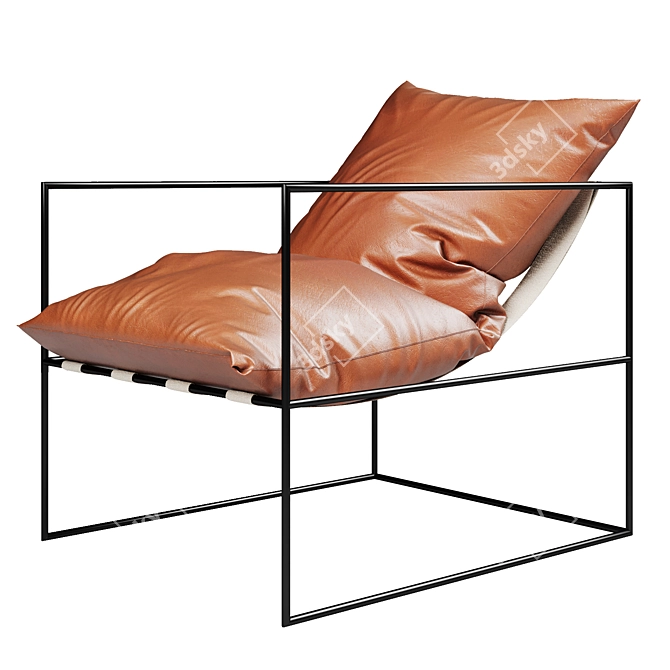 Rustic Leather Sierra Chair 3D model image 1
