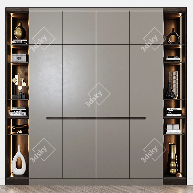 Modern 12-Shelf Wardrobe 3D model image 1