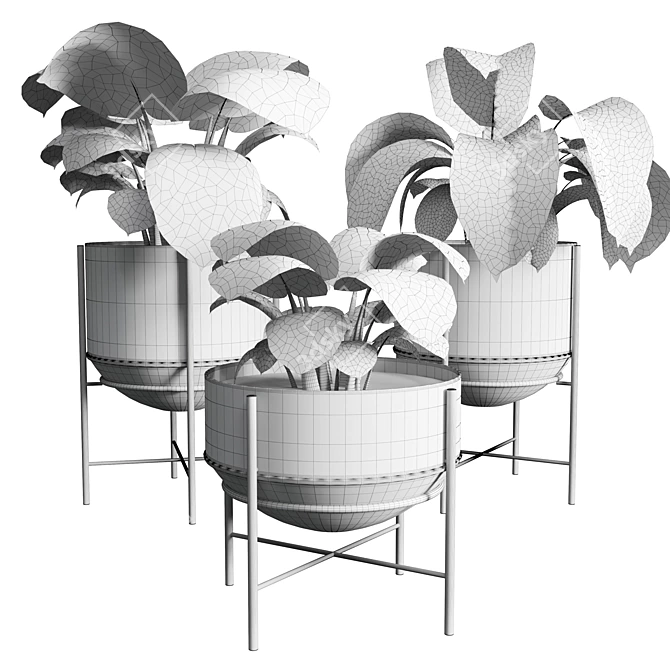 Metal Vase Indoor Plant Collection 3D model image 4