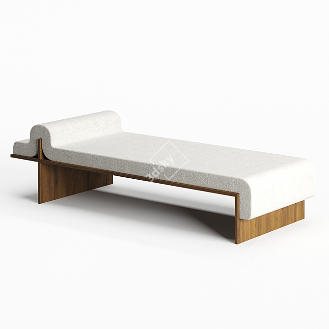 Cozy Wood Frame Daybed 3D model image 1