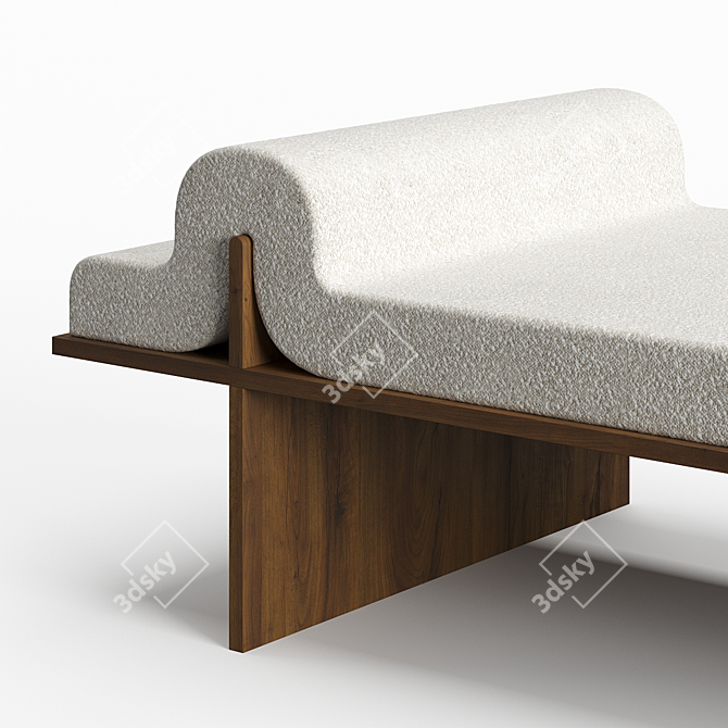 Cozy Wood Frame Daybed 3D model image 4