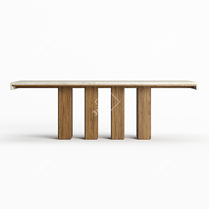 Travertine Draped Wood Dining Table 3D model image 3