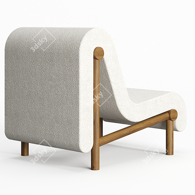 Cozy Wood Lounge Chair 3D model image 3