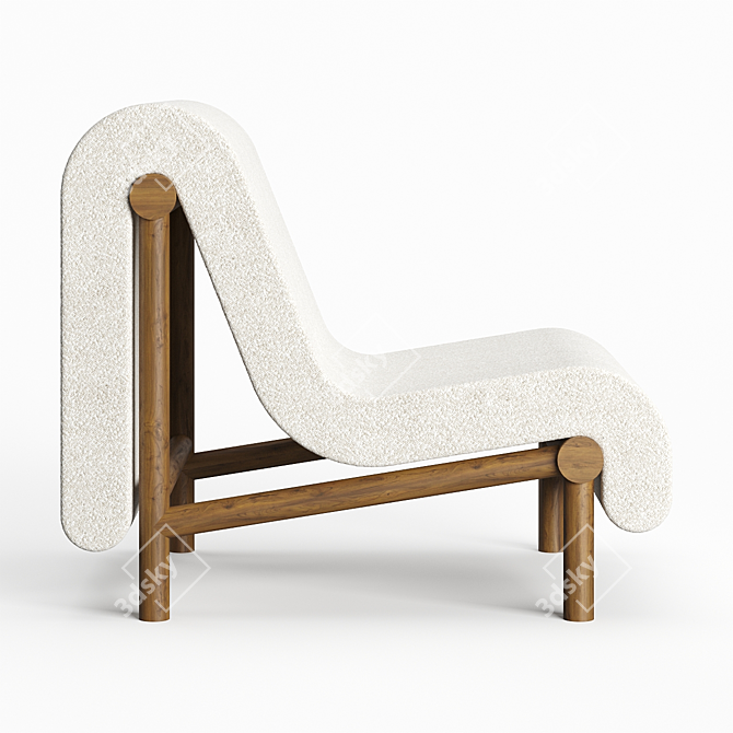 Cozy Wood Lounge Chair 3D model image 4