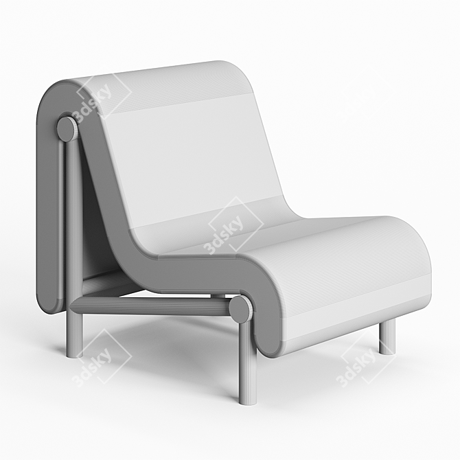 Cozy Wood Lounge Chair 3D model image 6