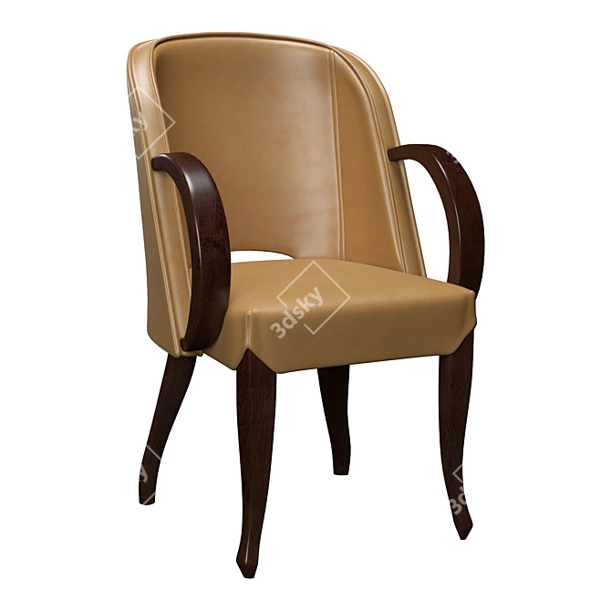Elegant Ebony Art Deco Dining Chair 3D model image 1