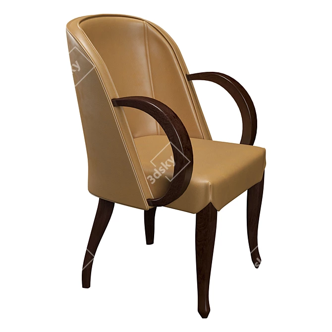 Elegant Ebony Art Deco Dining Chair 3D model image 2