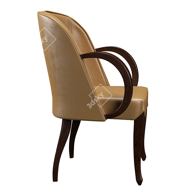 Elegant Ebony Art Deco Dining Chair 3D model image 3