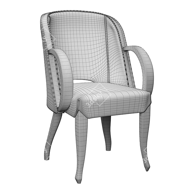 Elegant Ebony Art Deco Dining Chair 3D model image 4