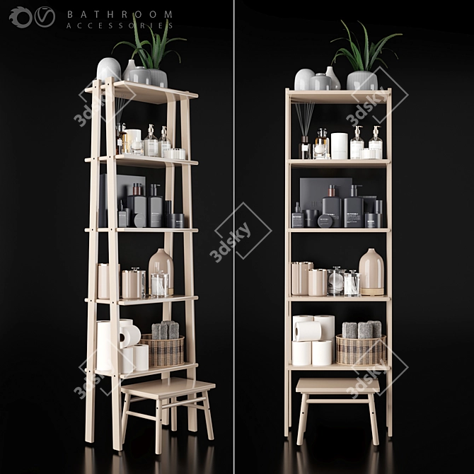 Modern Bathroom Accessories Set 3D model image 1