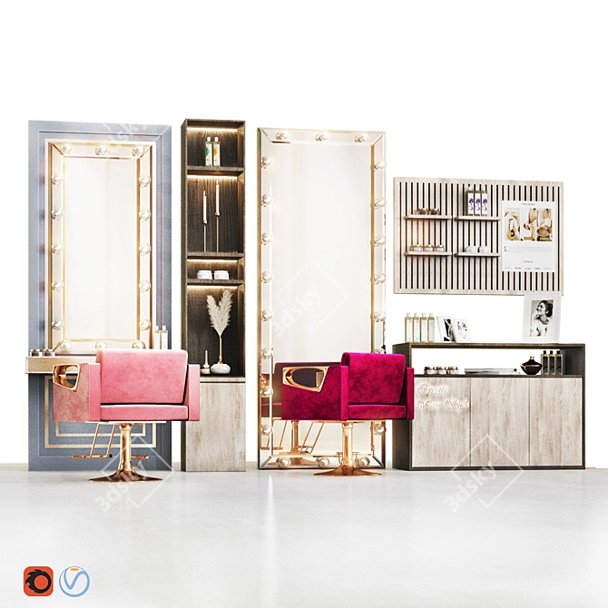 Elegant Beauty Salon Furniture 3D model image 1
