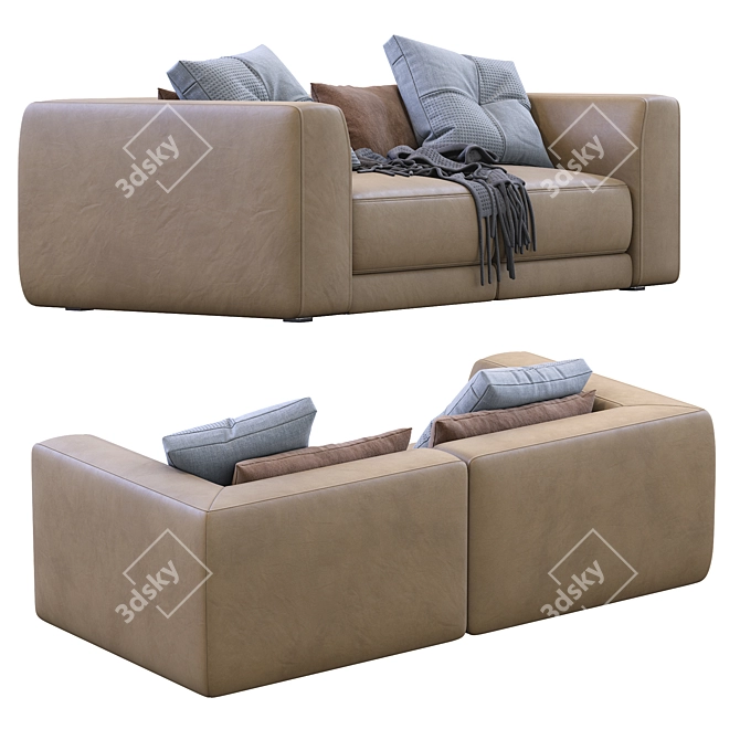 Pasha By Jesse: Stylish Leather Sofa 3D model image 3