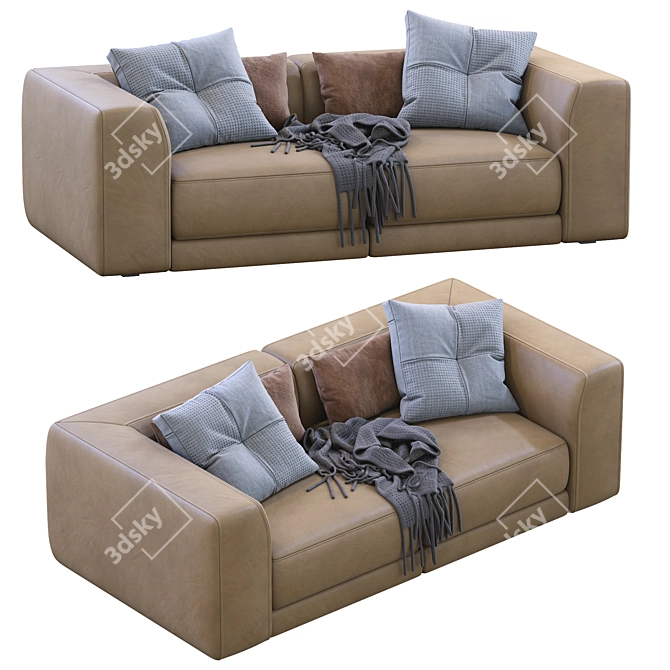 Pasha By Jesse: Stylish Leather Sofa 3D model image 4