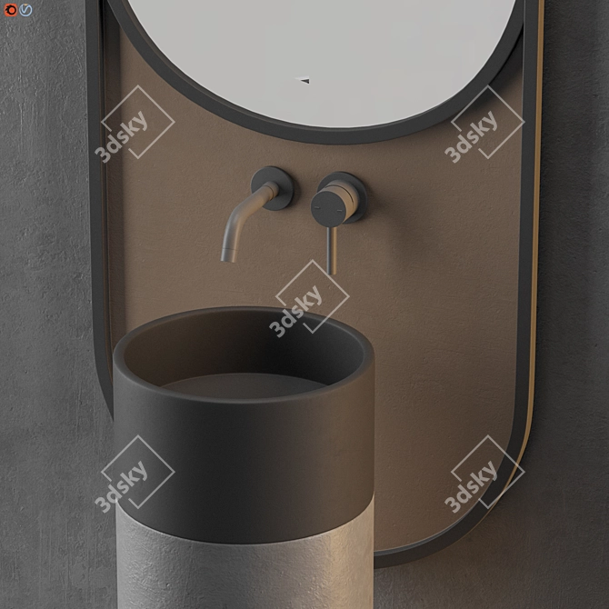 Sleek Gray Bathroom Design 3D model image 4
