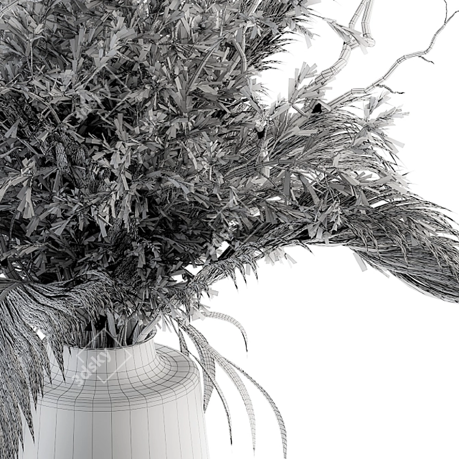 Tropical Elegance: Green Palm Bouquet 3D model image 5