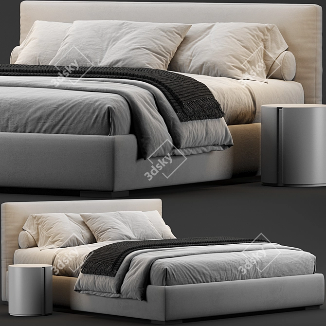 Elegant Meridiani Stone Bed 3D model image 1