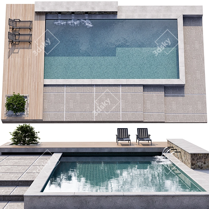 Sleek Pool Design with Realistic Details! 3D model image 1