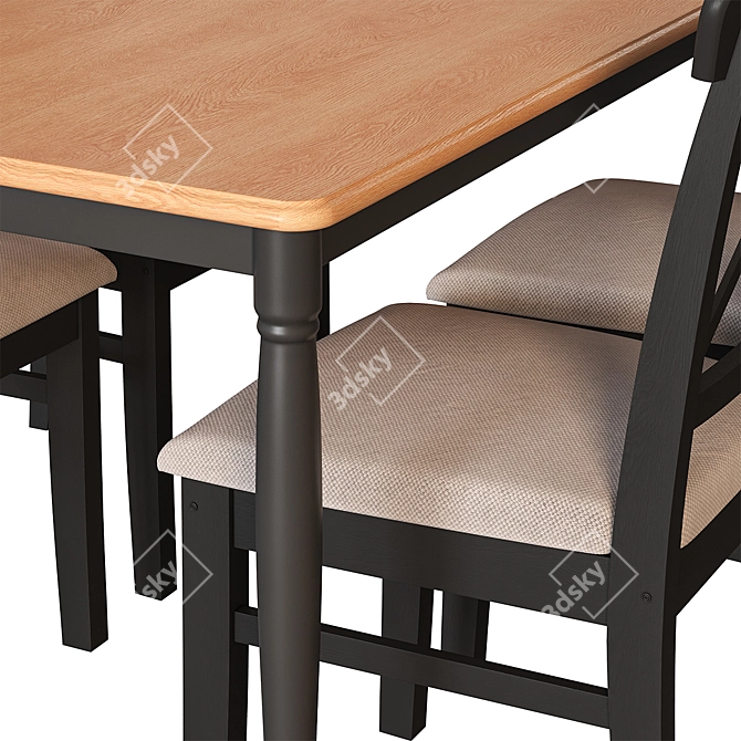 Modern Black and White Ikea Table and Chair Set 3D model image 4