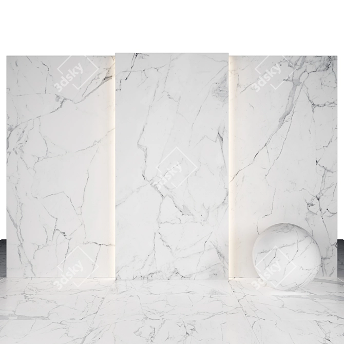 Elegant Carrara Marble Tiles 3D model image 2
