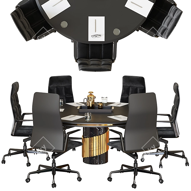 Sleek Circular Meeting Table 3D model image 3