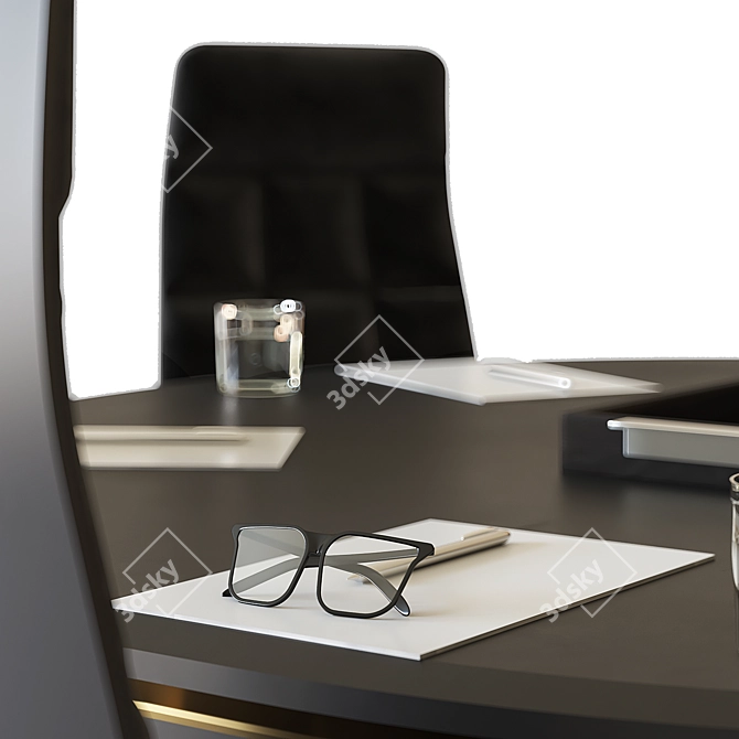 Sleek Circular Meeting Table 3D model image 4