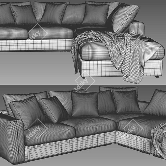 Modern Asolo Corner Sofa 3D model image 4
