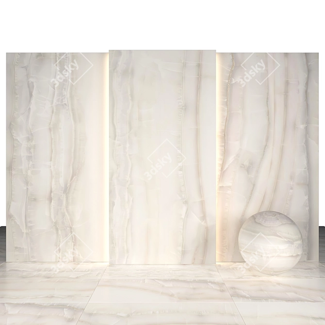 Elegant Akoya White Marble Slabs 3D model image 1