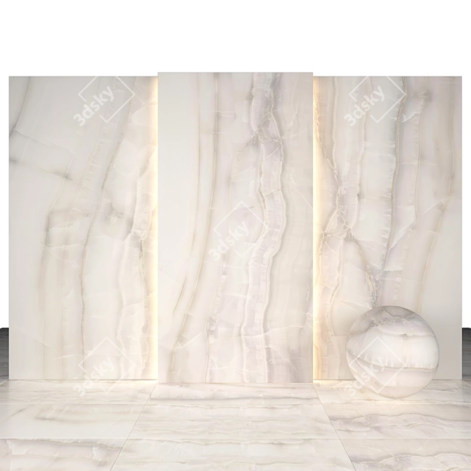 Elegant Akoya White Marble Slabs 3D model image 2