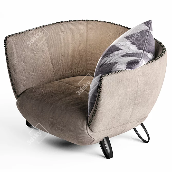 Luxurious Velvet Armchair 3D model image 2