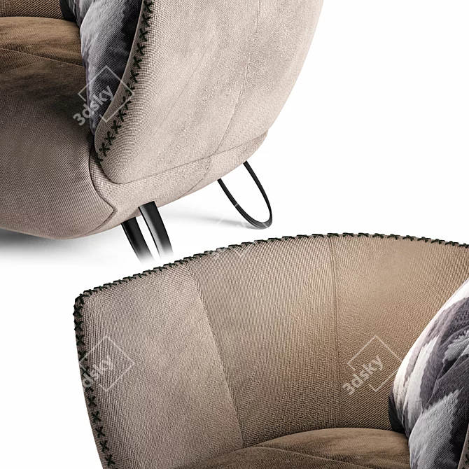 Luxurious Velvet Armchair 3D model image 3