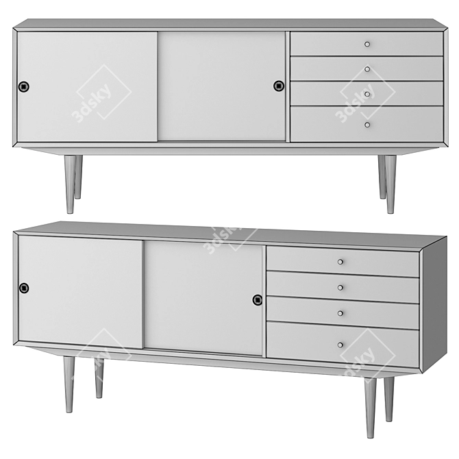 Vintage Quilda Sideboard: Elegant Storage Solution 3D model image 2