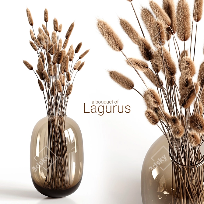 Whimsical Lagurus Bouquet 3D model image 1