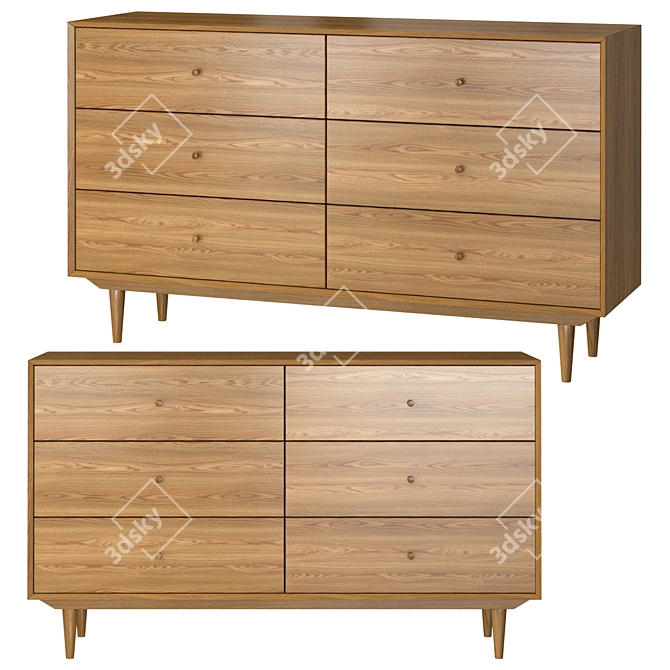 Quilda 6-Drawer Chest - Elegant and Spacious 3D model image 1