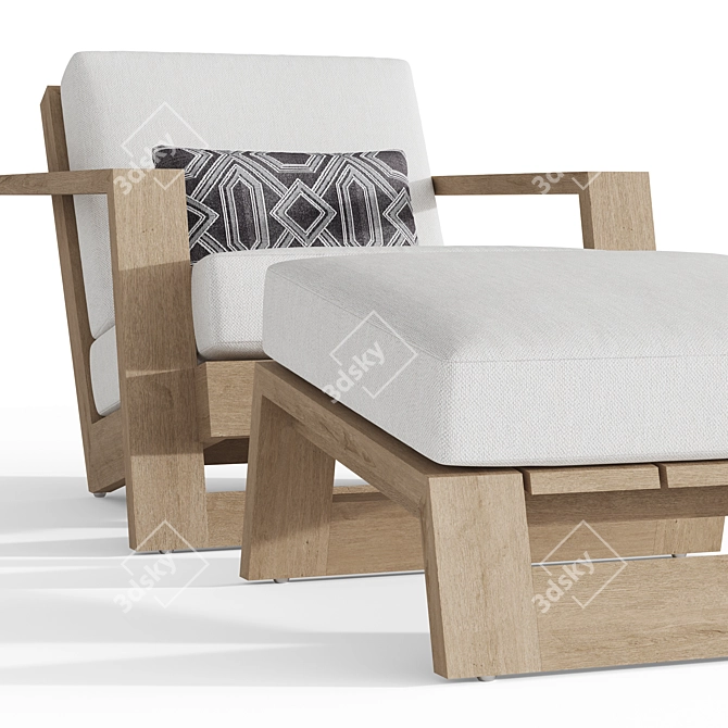 RH Reyes Teak Lounge Chair - Outdoor Comfort at Its Best! 3D model image 2