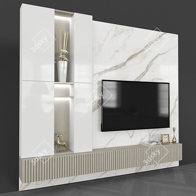 Sleek TV Wall Set, Perfect for 65 Inch Screen 3D model image 3