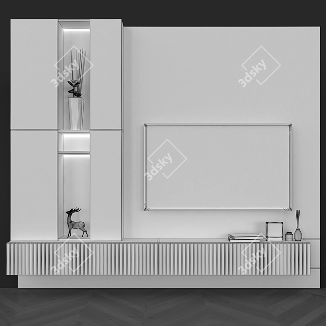 Sleek TV Wall Set, Perfect for 65 Inch Screen 3D model image 4