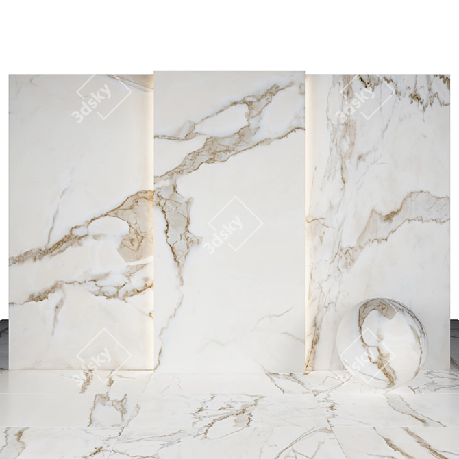 Luxury Calacatta Gold Marble Tiles 3D model image 1