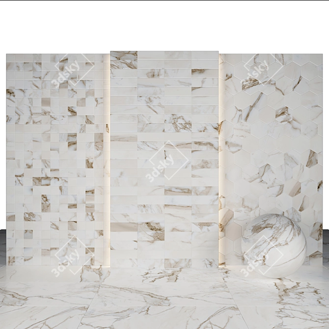 Luxury Calacatta Gold Marble Tiles 3D model image 3