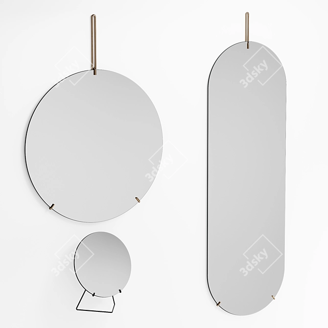 Elegant Moebe Mirrors in Brass & Black 3D model image 1