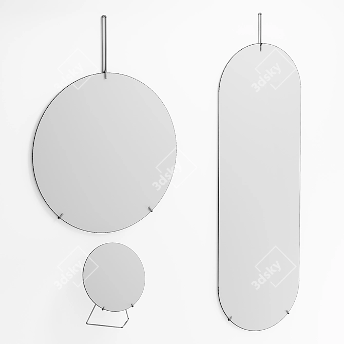 Elegant Moebe Mirrors in Brass & Black 3D model image 3