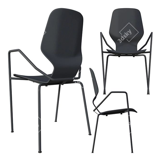 Sleek Prostoria Oblikant Chair: Metal Legs with Armrests 3D model image 5